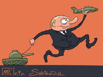 Путин и парад. Карикатура С.Елкина: svoboda.org