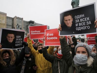 Акция протеста сторонников Навального в Москве, 23 января, 2021 года. Фото: Getty Images